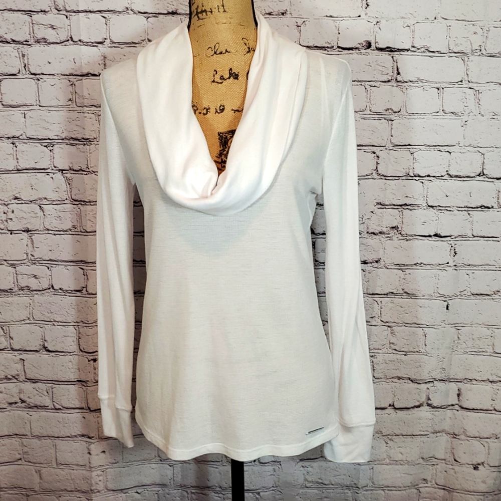 Michael Kors White Cowl Neck Long-Sleeve Top Size M